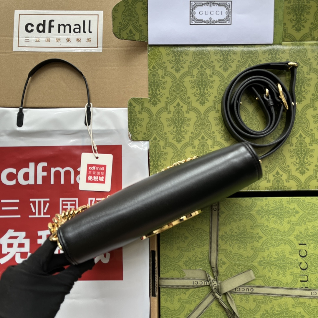 GUCCI BLONDIE SHOULDER BAG BLACK 11"W x 6.3"H x 1.6"D