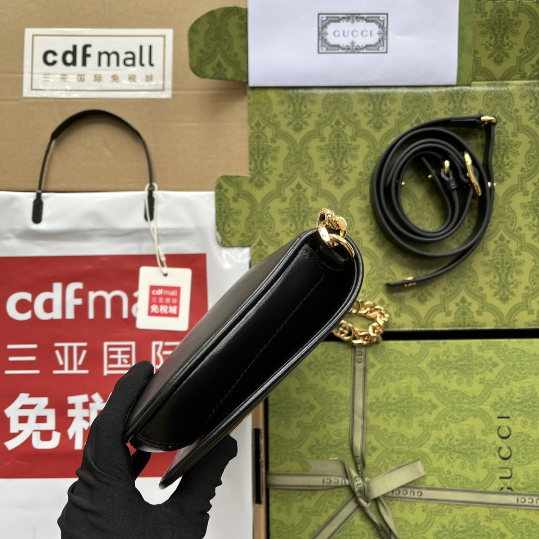 GUCCI BLONDIE SHOULDER BAG BLACK 11"W x 6.3"H x 1.6"D