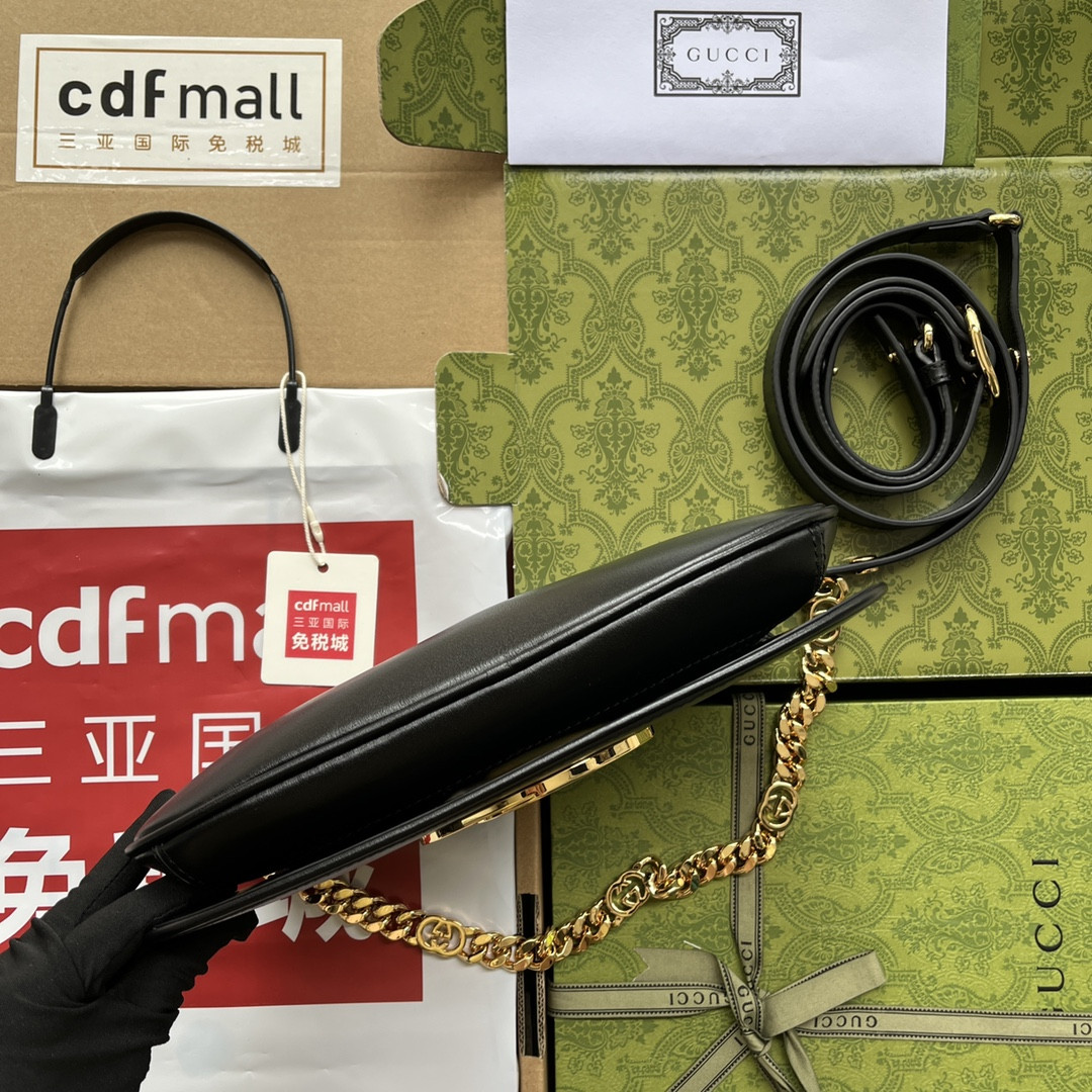 GUCCI BLONDIE SHOULDER BAG BLACK 11"W x 6.3"H x 1.6"D