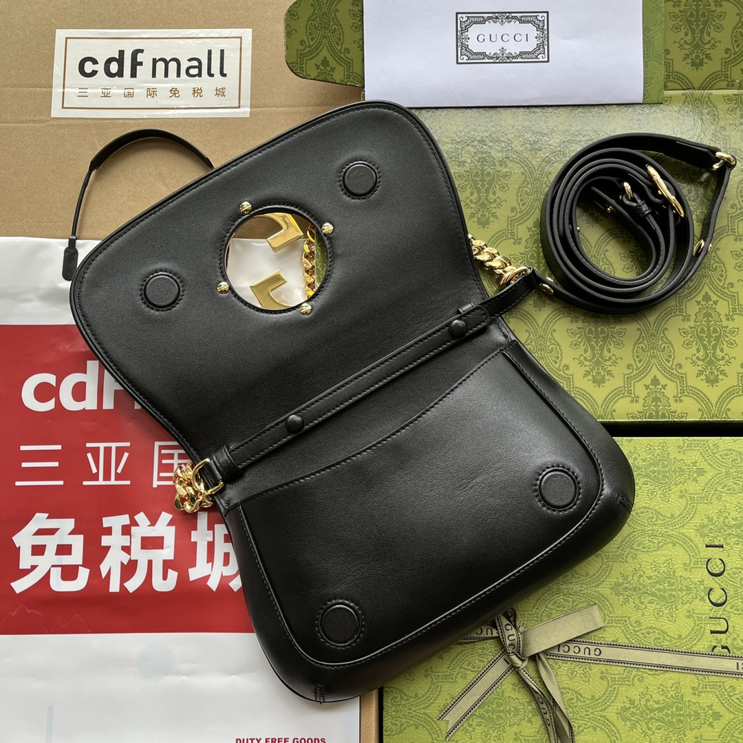 GUCCI BLONDIE SHOULDER BAG BLACK 11"W x 6.3"H x 1.6"D