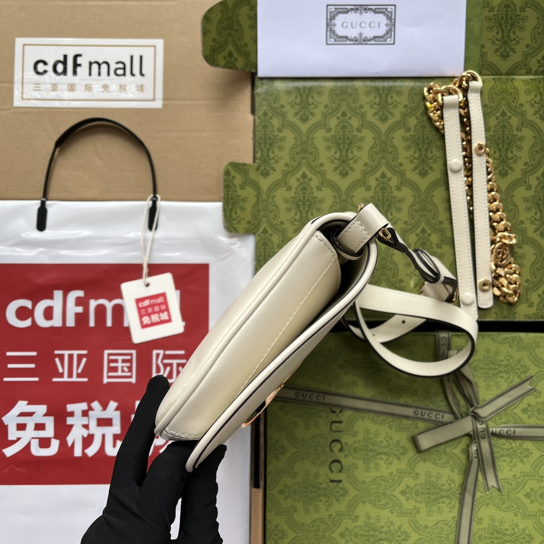 GUCCI BLONDIE SHOULDER BAG WHITE 11"W x 6.3"H x 1.6"D