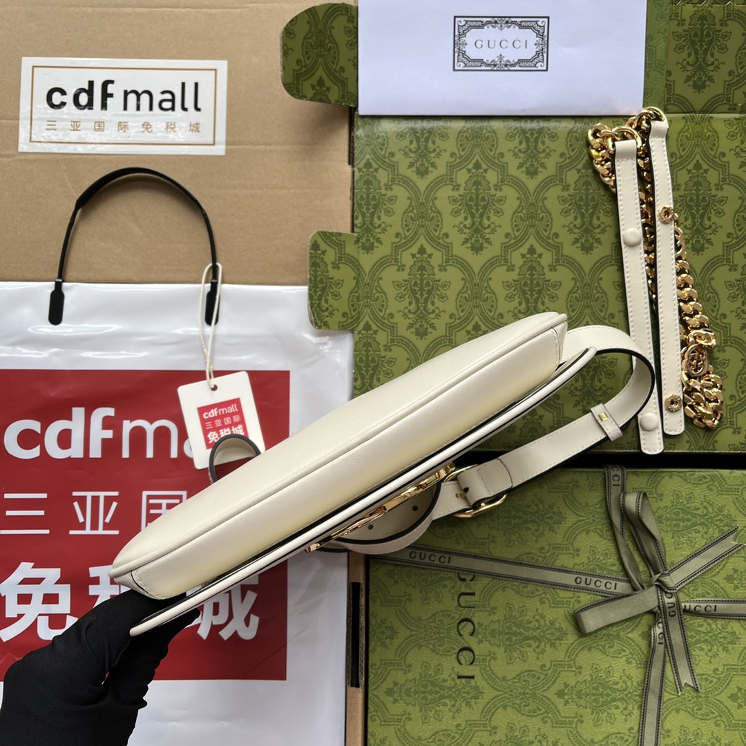 GUCCI BLONDIE SHOULDER BAG WHITE 11"W x 6.3"H x 1.6"D