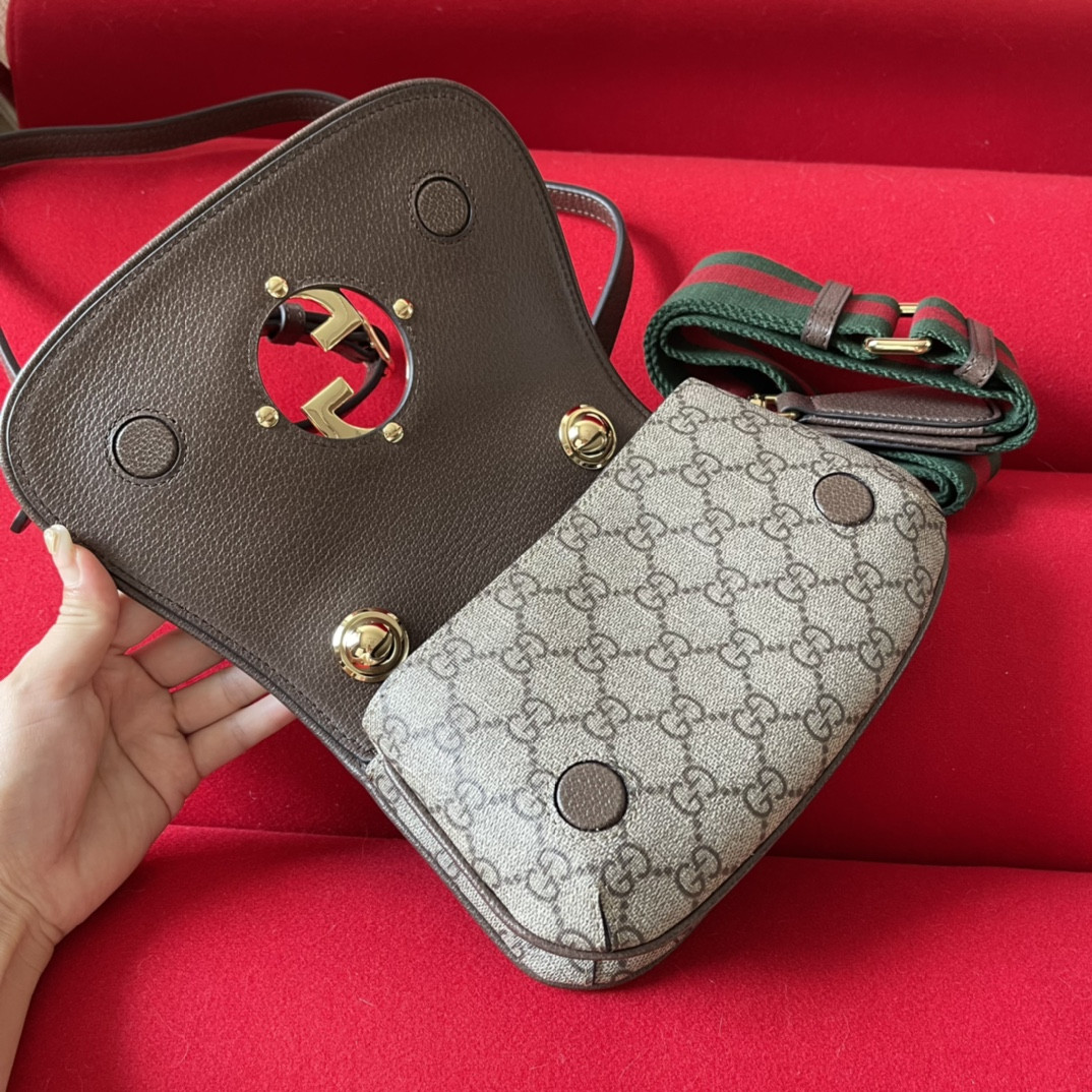 GUCCI BLONDIE MINI BAG Beige and ebony 8.7"W x 5.1"H x 2.2"D