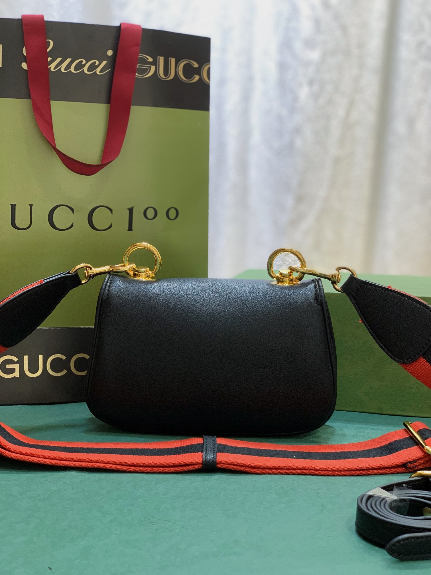 GUCCI BLONDIE MINI BAG BLACK 8.7"W x 5.1"H x 2.2"D