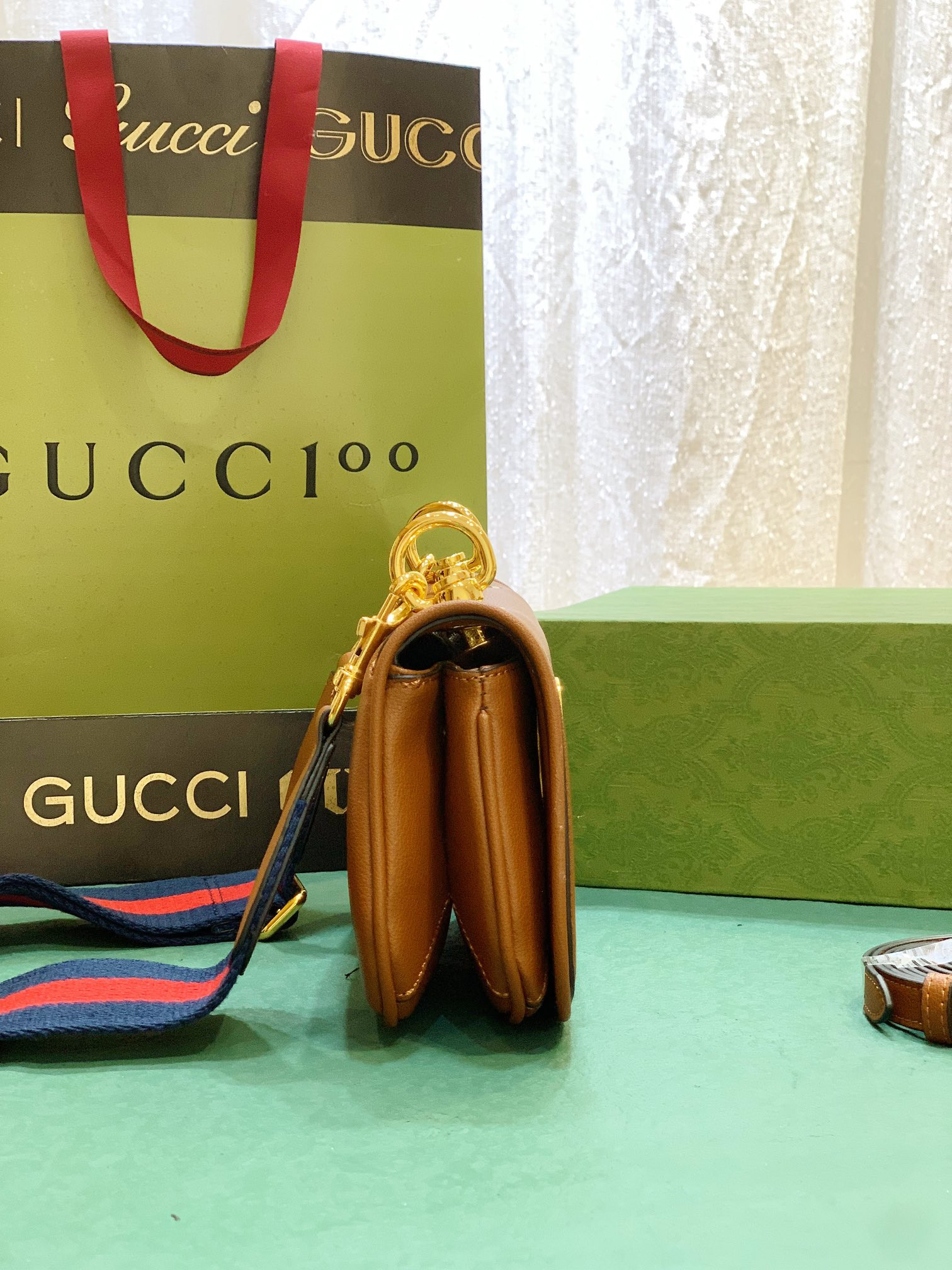 GUCCI BLONDIE MINI BAG COFFEE 8.7"W x 5.1"H x 2.2"D