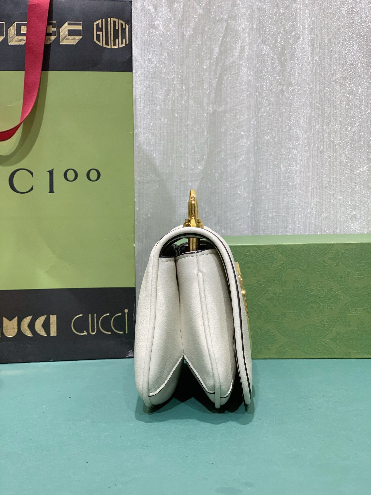 GUCCI BLONDIE MINI BAG WHITE 8.7"W x 5.1"H x 2.2"D