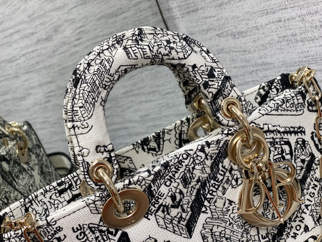 Dior Lady D-Joy bag medium black white 26 x 13.5 x 5 cm