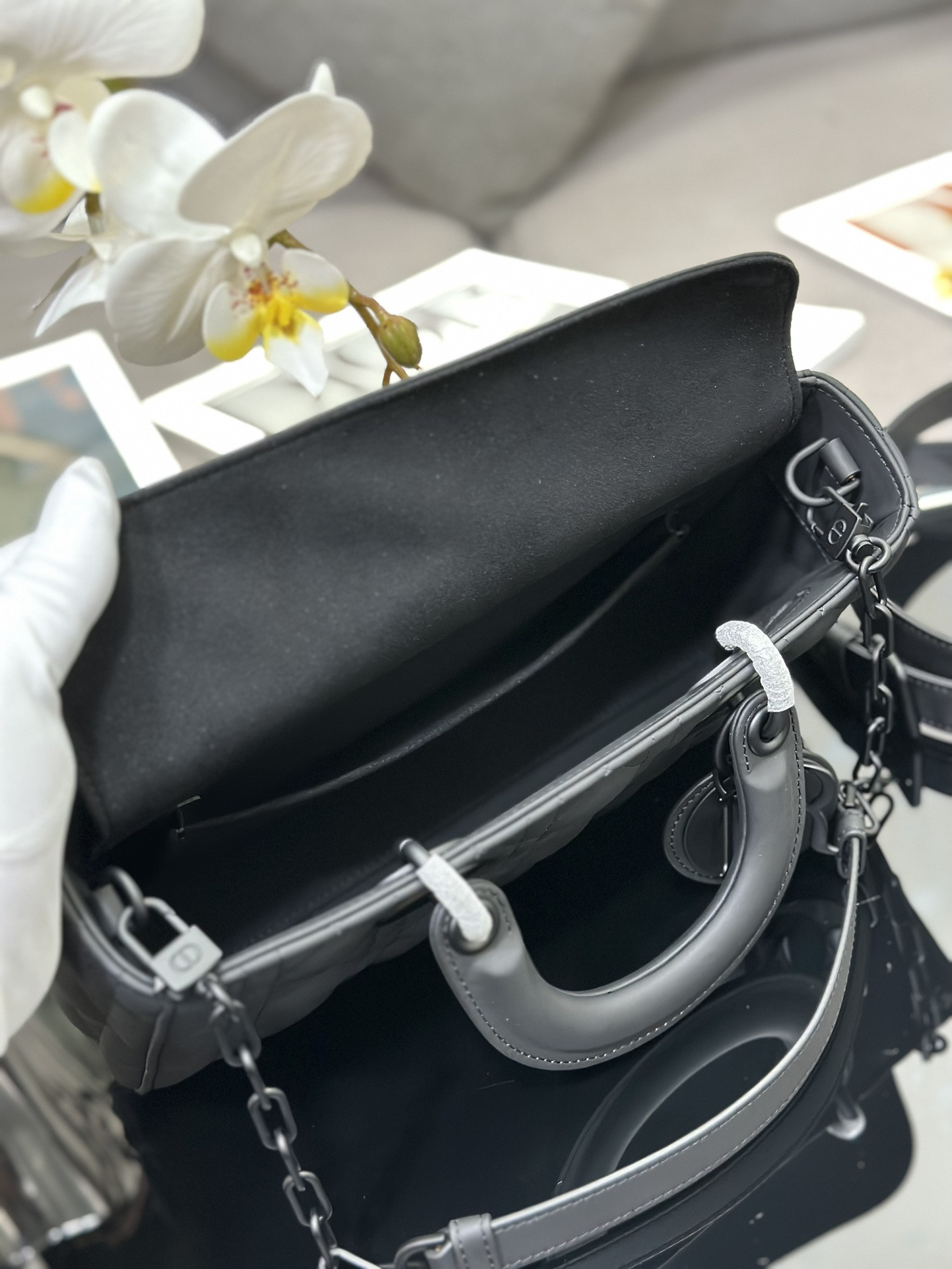 Dior Lady D-Joy bag medium Gray 26 x 13.5 x 5 cm