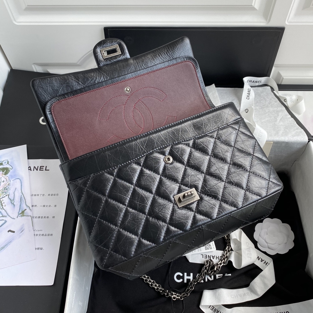 CHANEL LARGE 2.55 HANDBAG Black 7.6 × 10.9 × 2.9 in