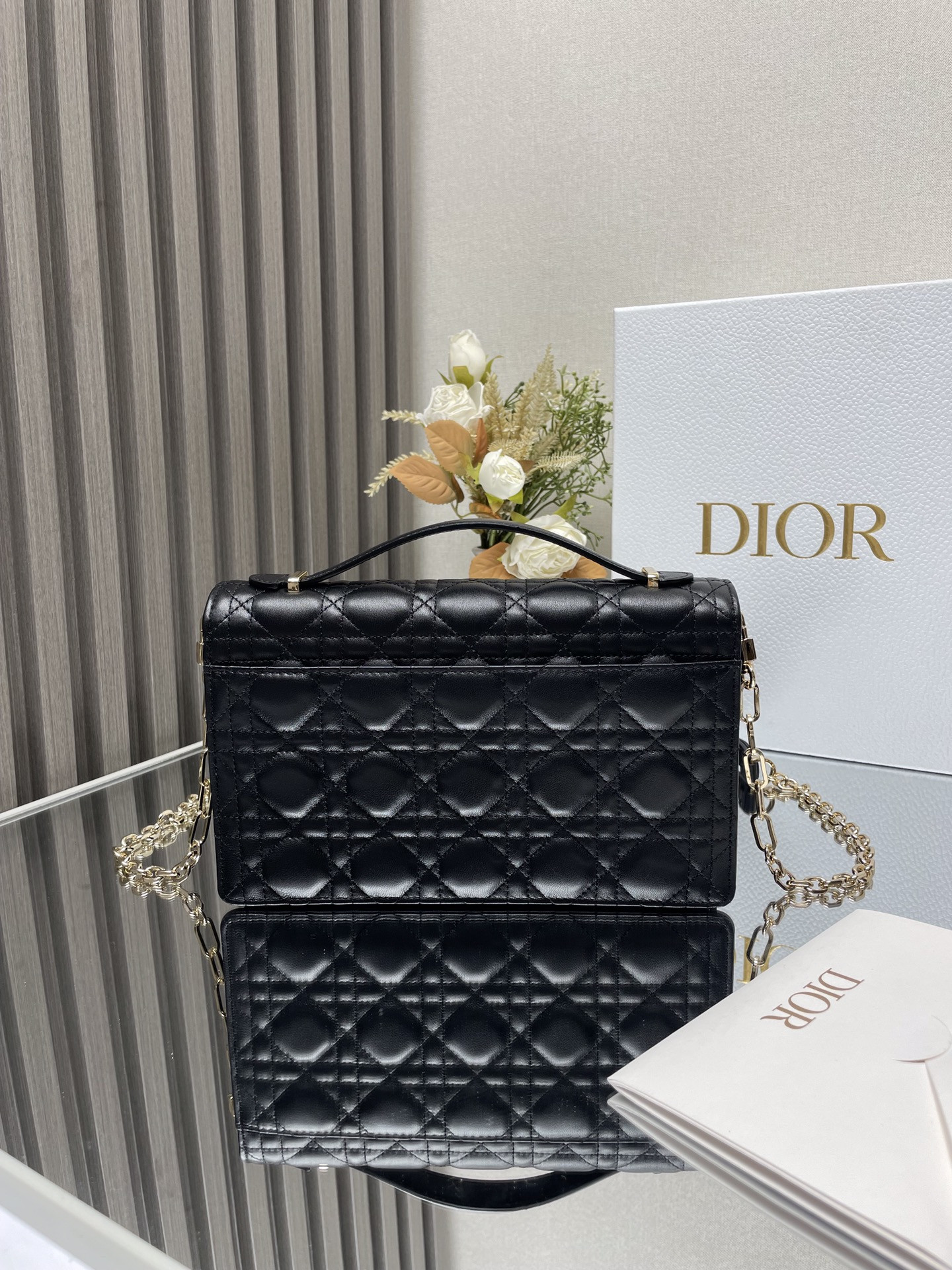 My Dior Top Handle Bag Black 9.5 x 5.5 x 3 inches