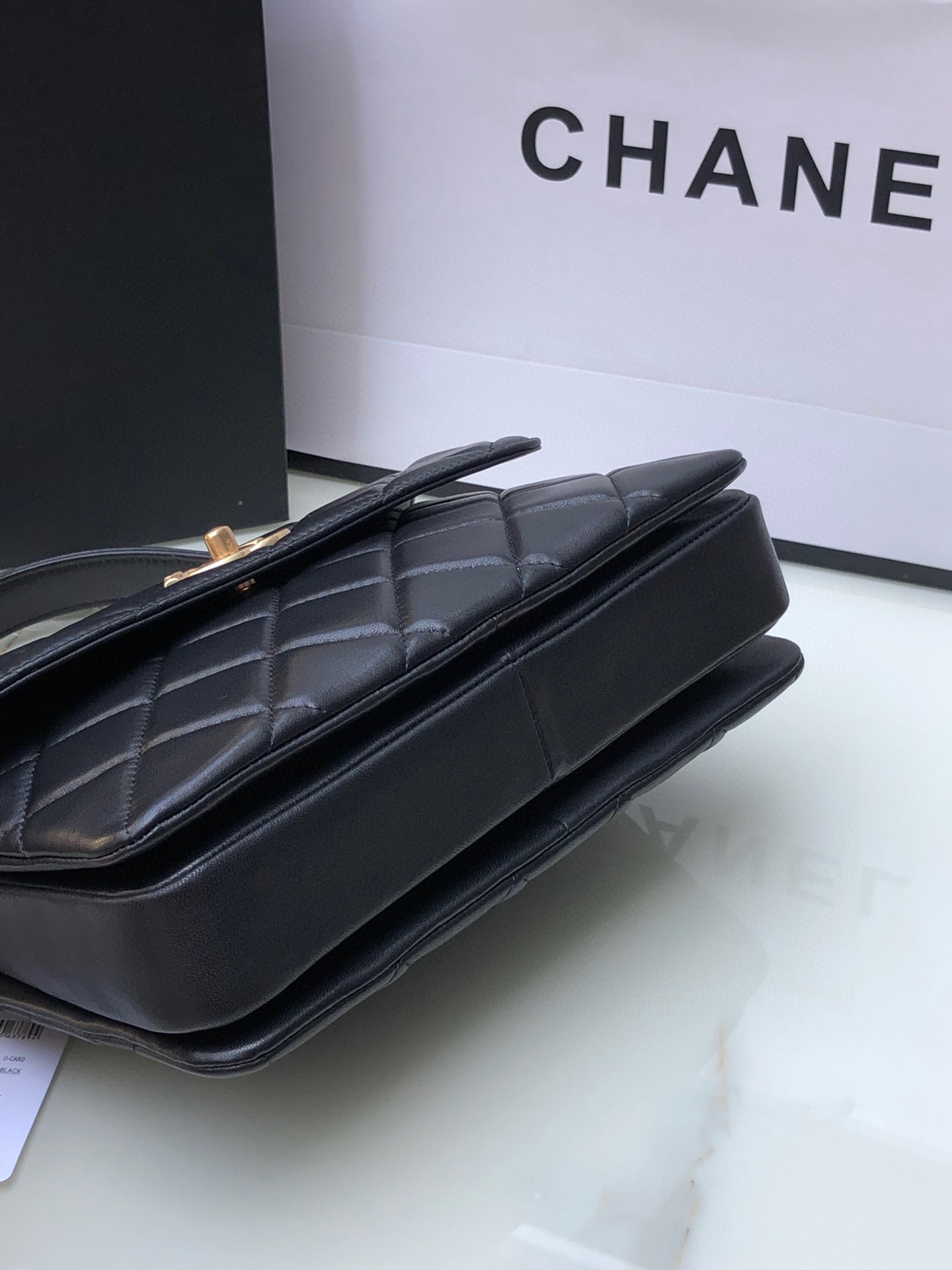 CHANEL FLAP BAG WITH TOP HANDLE 6.6 × 9.8 × 4.7 in