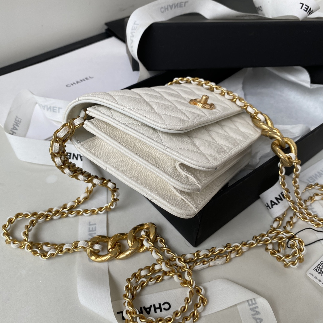 CHANEL CLASSIC WALLET ON CHAIN WHITE 4.8 × 7.5 × 1.4 in