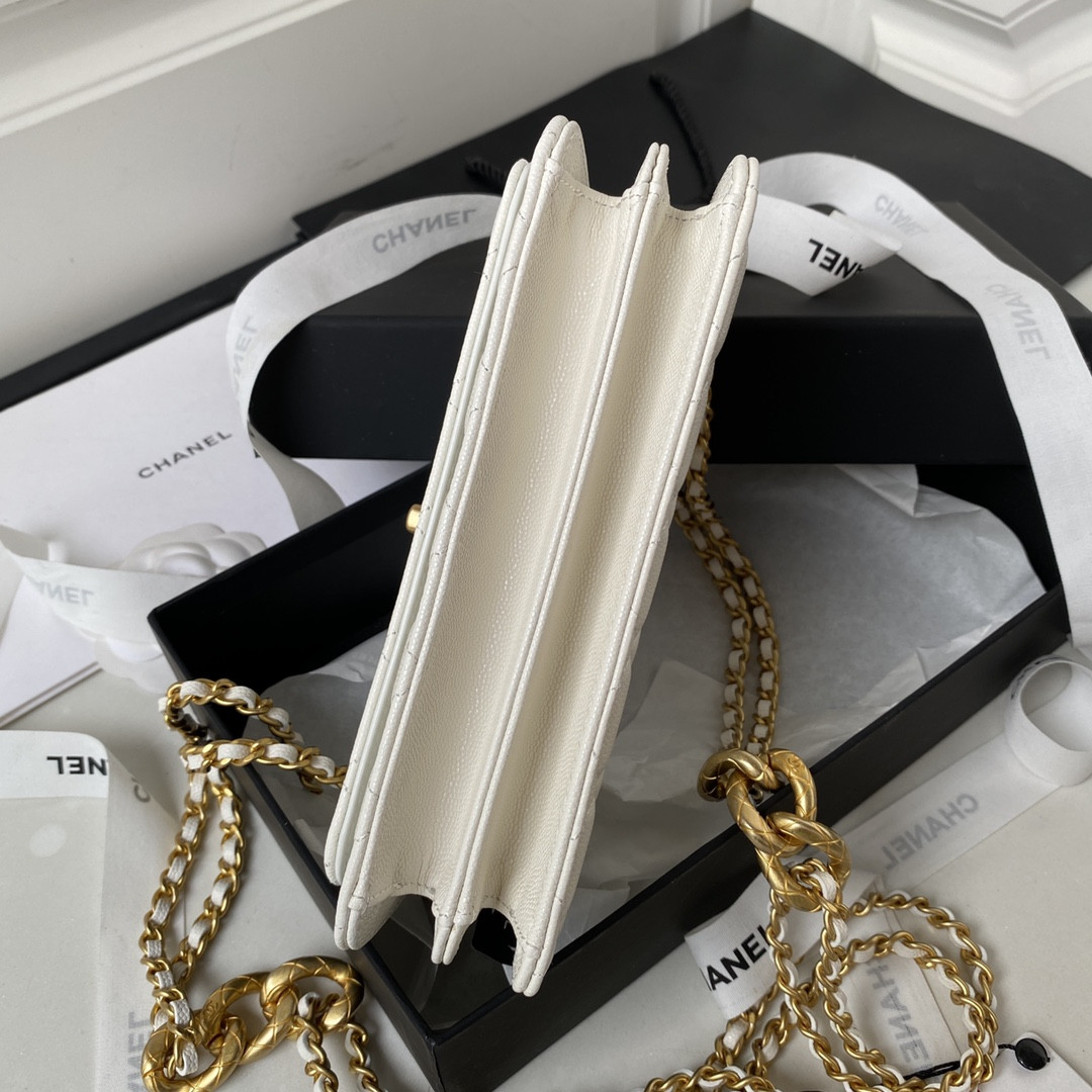 CHANEL CLASSIC WALLET ON CHAIN WHITE 4.8 × 7.5 × 1.4 in