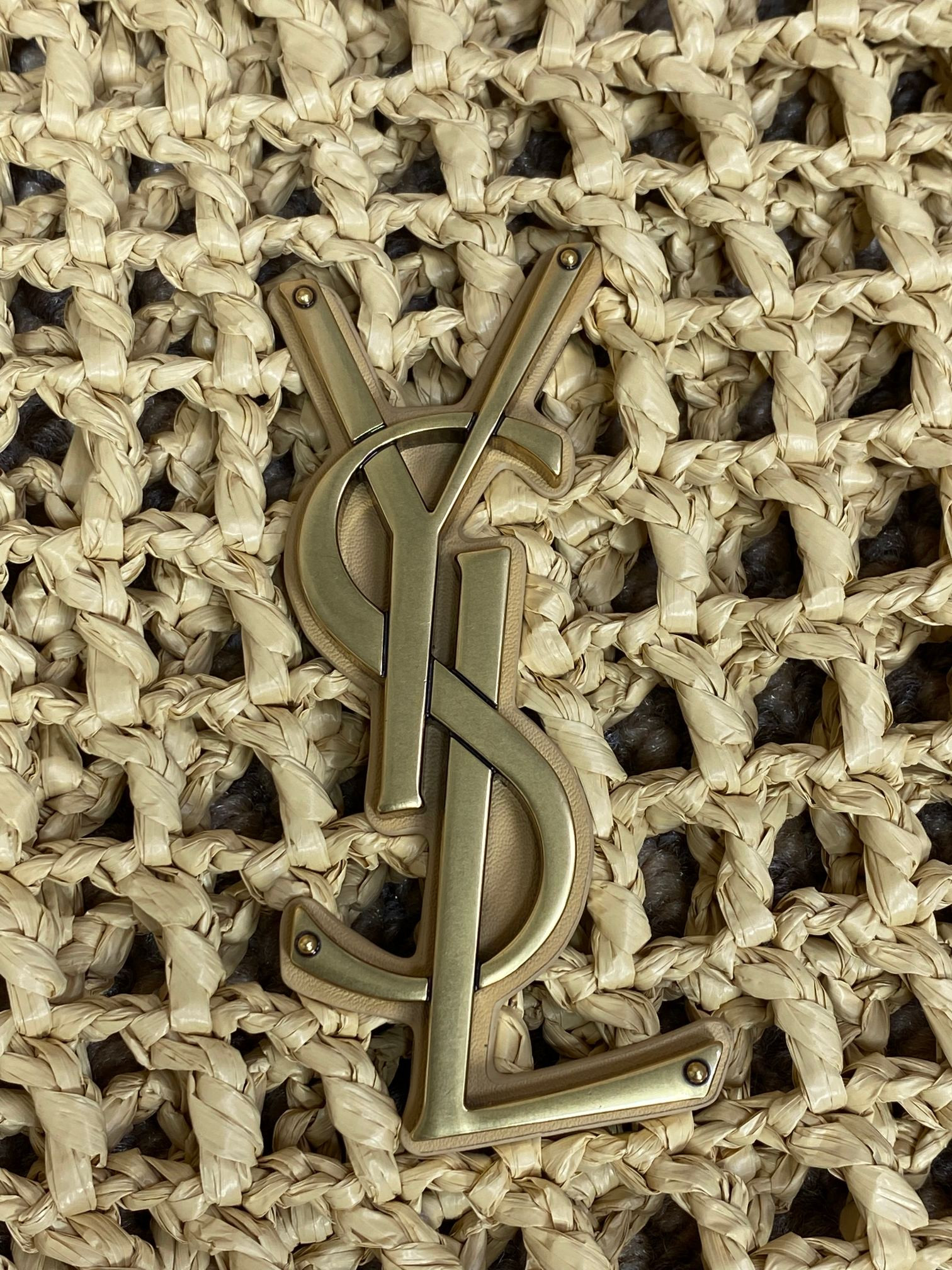 YSL OXALIS BAG IN RAFFIA MACRAMÉ Color Natural 14.6X15.7X1.2INCHES