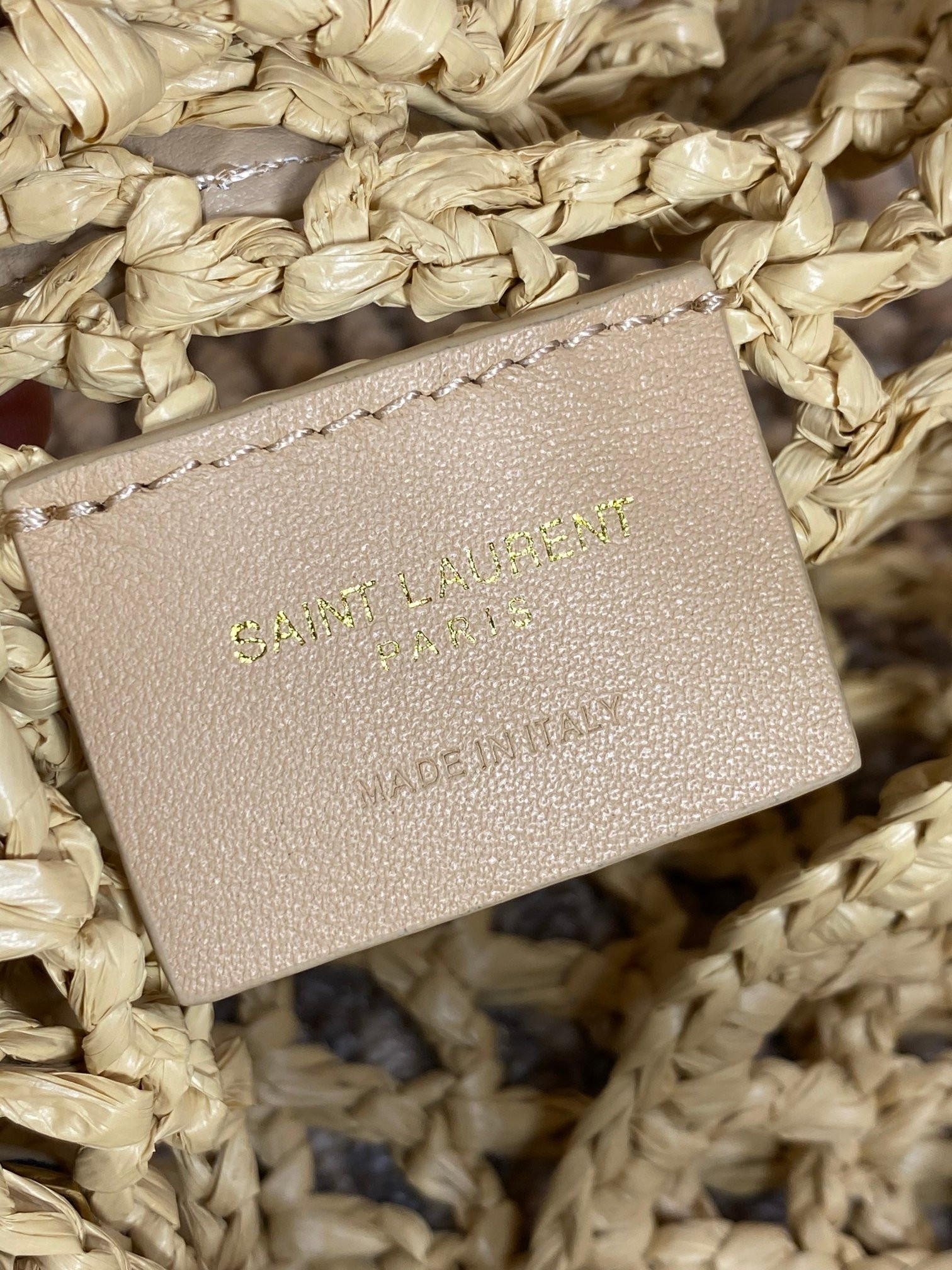 YSL OXALIS BAG IN RAFFIA MACRAMÉ Color Natural 14.6X15.7X1.2INCHES