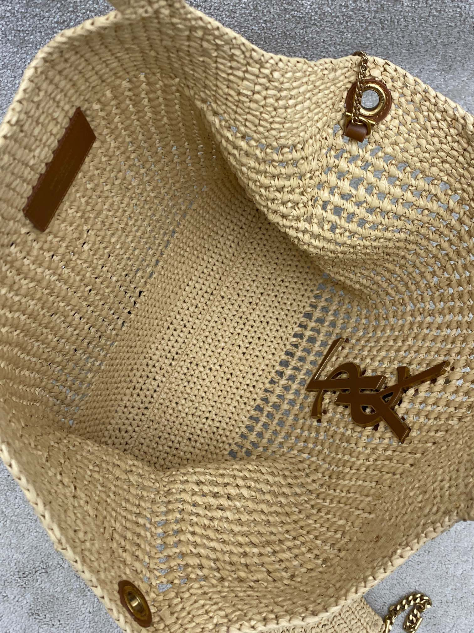 YSL ICARE IN RAFFIA Color Natural 14.6"-21.7"X16.9"X2"