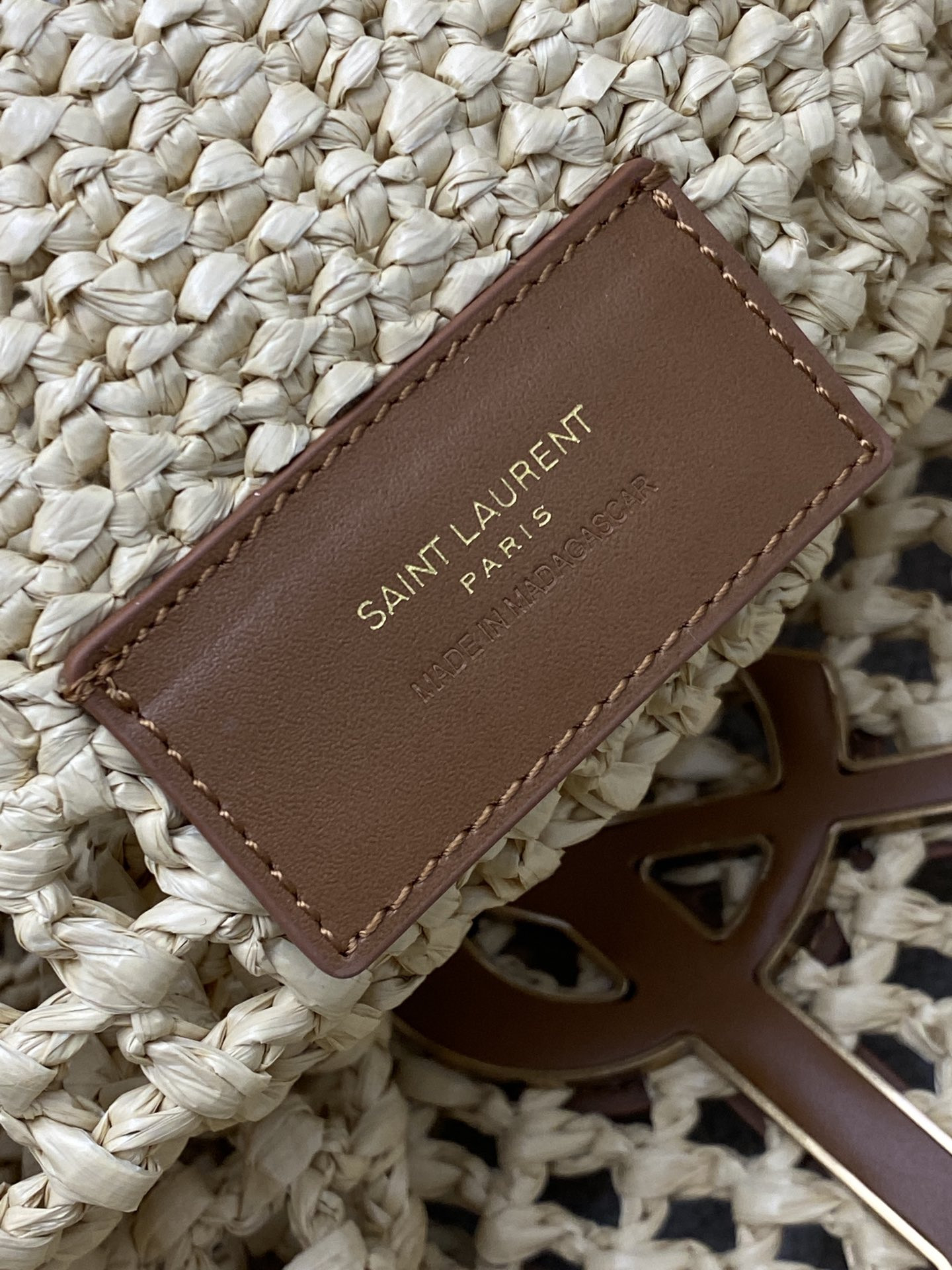 YSL ICARE IN RAFFIA Color Natural 14.6"-21.7"X16.9"X2"