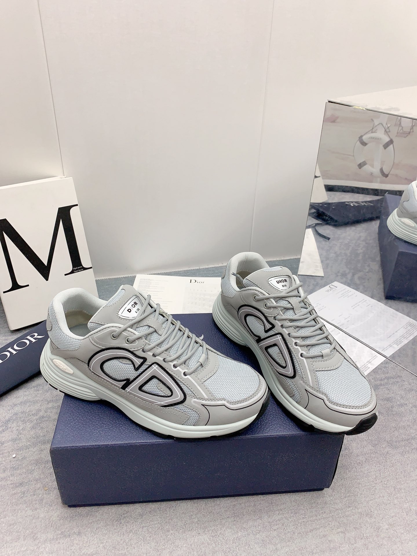 Dior B30 Sneaker Gray Mesh and Technical Fabric