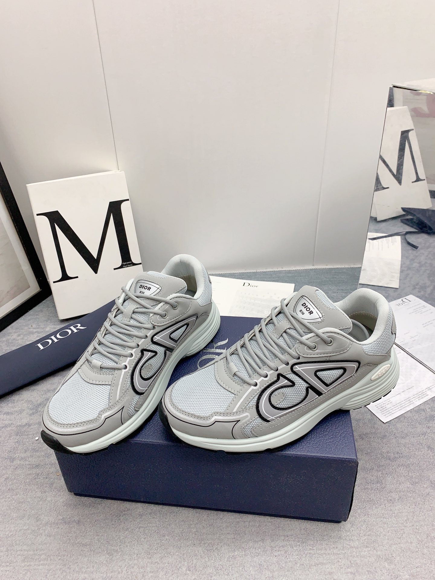 Dior B30 Sneaker Gray Mesh and Technical Fabric