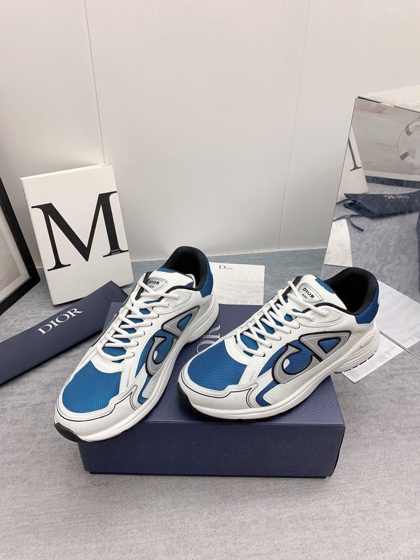 UA Dior B30 Blue Mesh White Technical Fabric