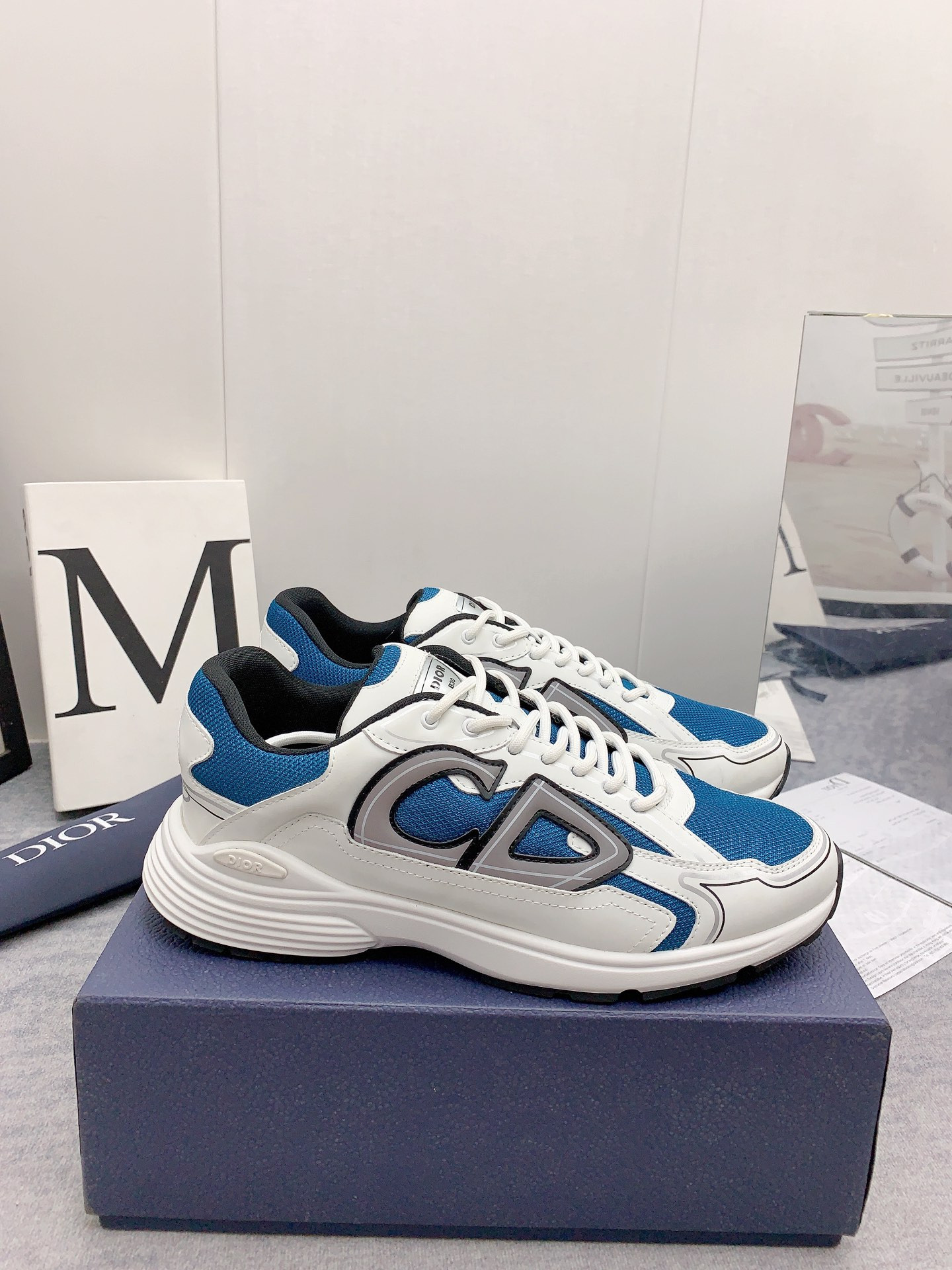 UA Dior B30 Blue Mesh White Technical Fabric