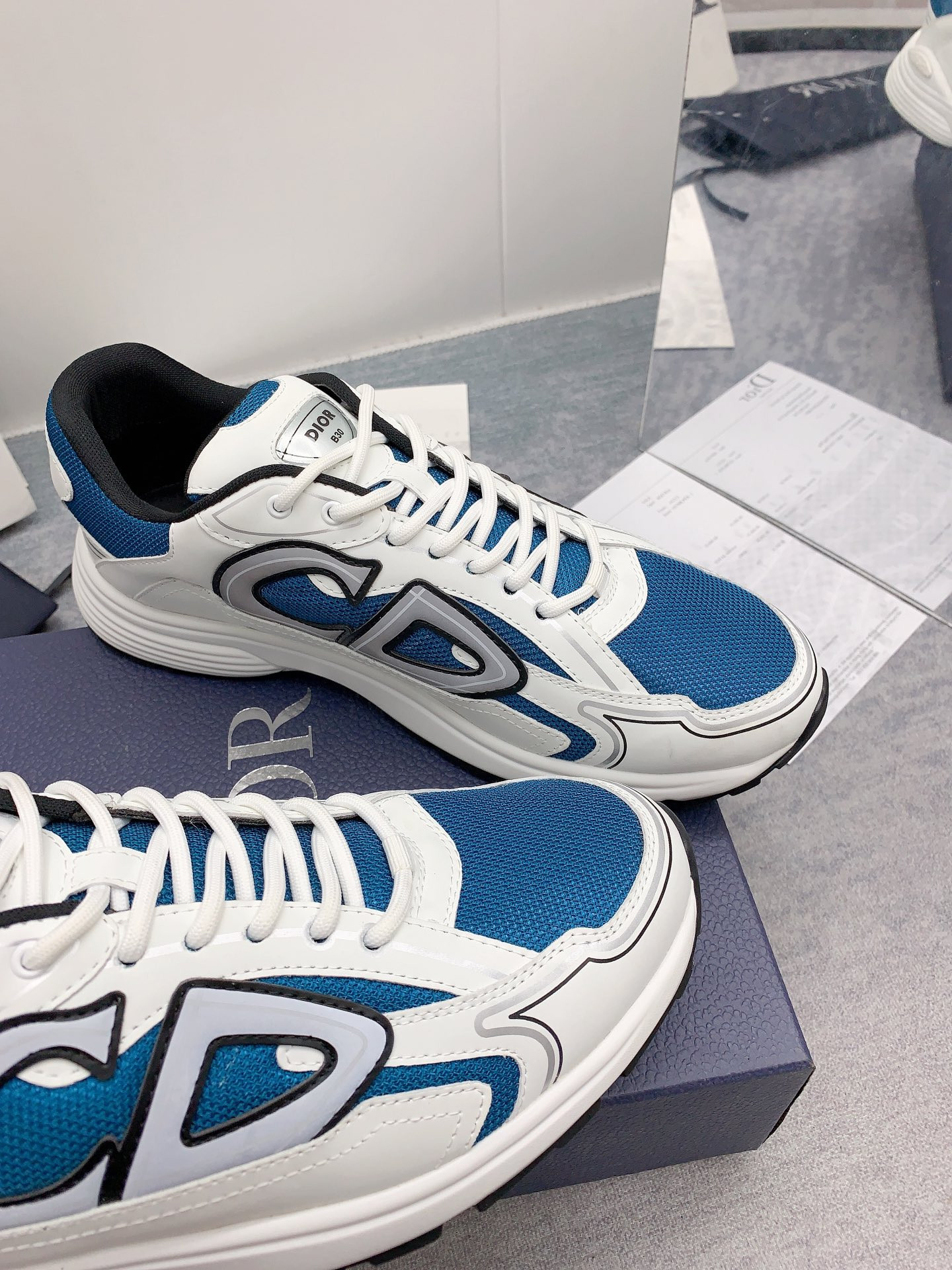 UA Dior B30 Blue Mesh White Technical Fabric