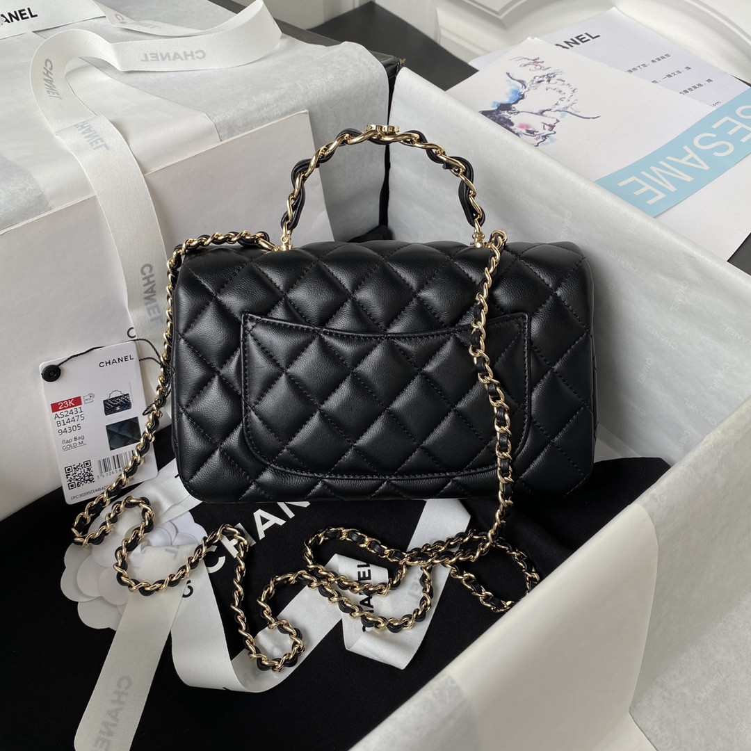 Chanel Mini Classic Handbag With Top Handle 12 × 20 × 6 cm