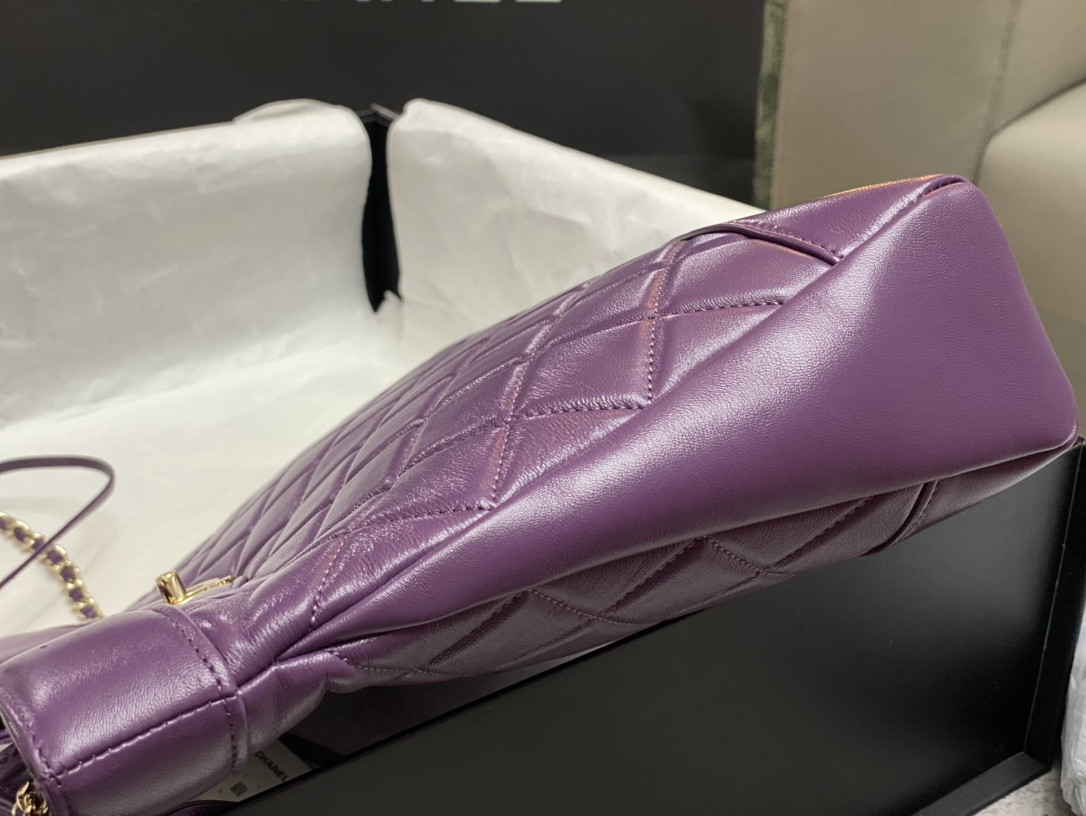 CHANEL SHOPPING BAG Shiny Lambskin & Gold-Tone Metal 11.7 × 11.3 × 3.5 in