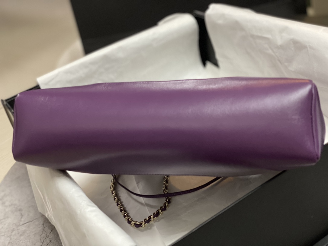 CHANEL SHOPPING BAG Shiny Lambskin & Gold-Tone Metal 11.7 × 11.3 × 3.5 in