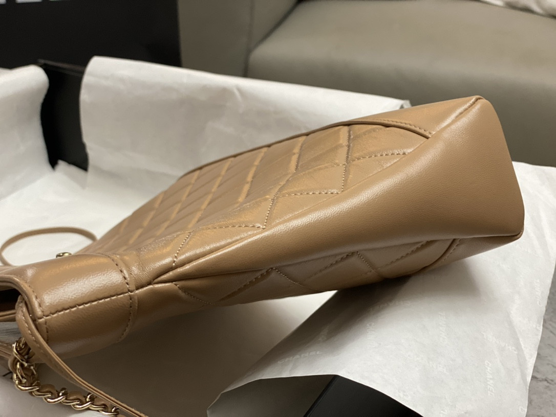 CHANEL SHOPPING BAG Shiny Lambskin & Gold-Tone Metal 11.7 × 11.3 × 3.5 in