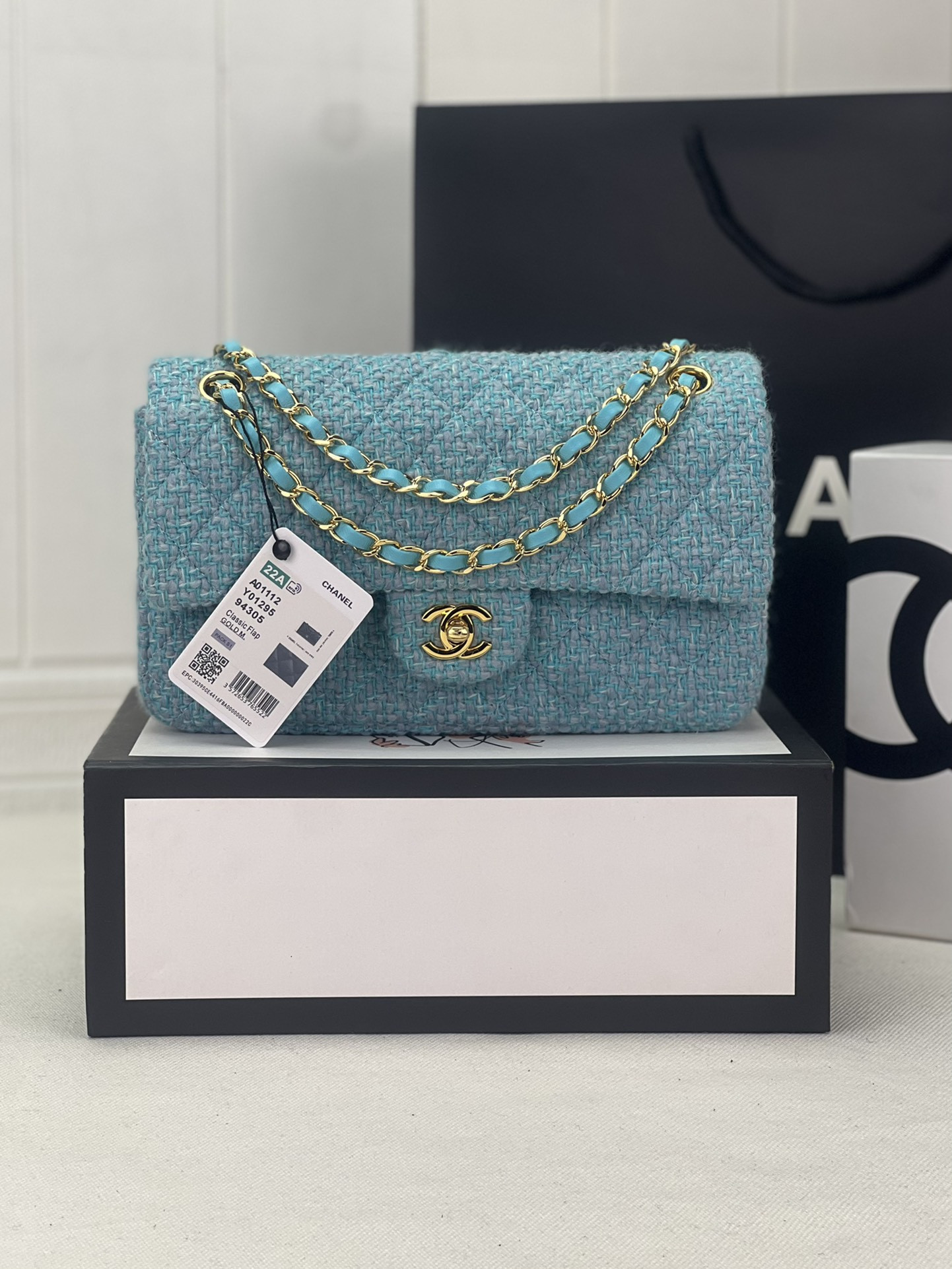 CHANEL CLASSIC 11.12 HANDBAG Tweed & Gold-Tone Metal 6 × 9.9 × 2.5 in