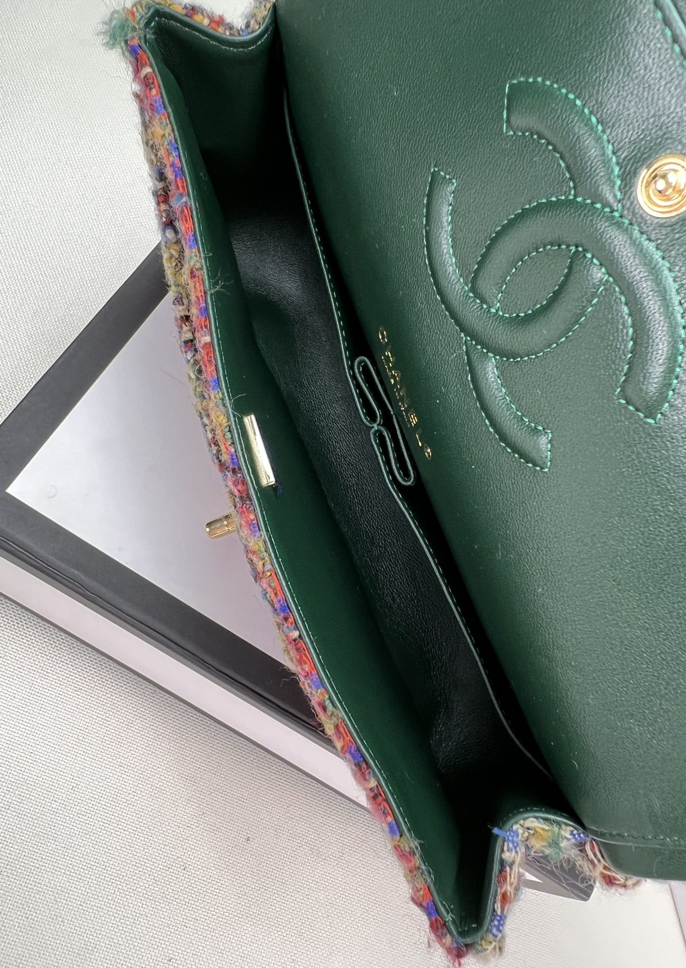 CHANEL CLASSIC 11.12 HANDBAG Tweed & Gold-Tone Metal 6 × 9.9 × 2.5 in