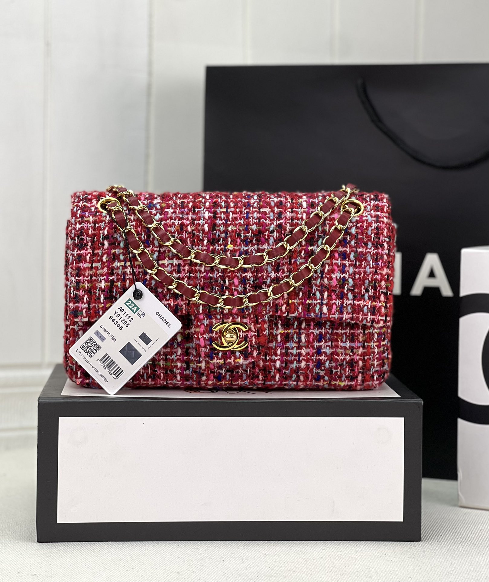 CHANEL CLASSIC 11.12 HANDBAG Tweed & Gold-Tone Metal 6 × 9.9 × 2.5 in