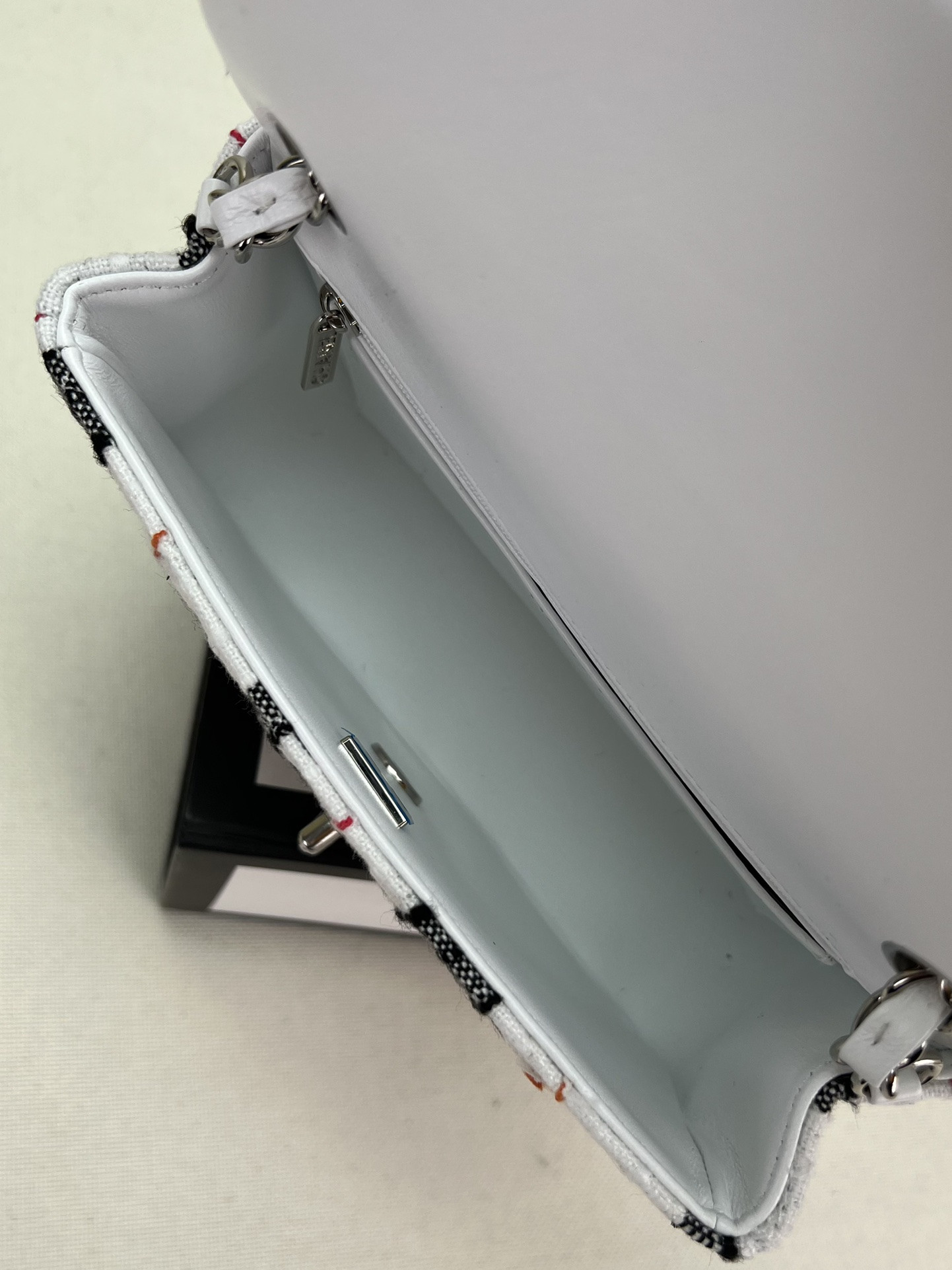 CHANEL MINI CLASSIC 11.12 HANDBAG Tweed & Silver-Tone Metal 4.7 × 7.8 × 2.3 in