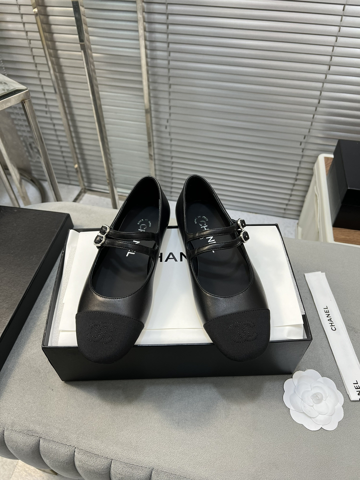 UA CHANEL MARY JANES Lambskin & Grosgrain