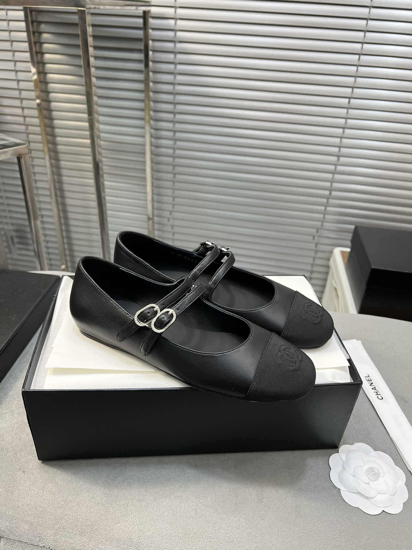 UA CHANEL MARY JANES Lambskin & Grosgrain