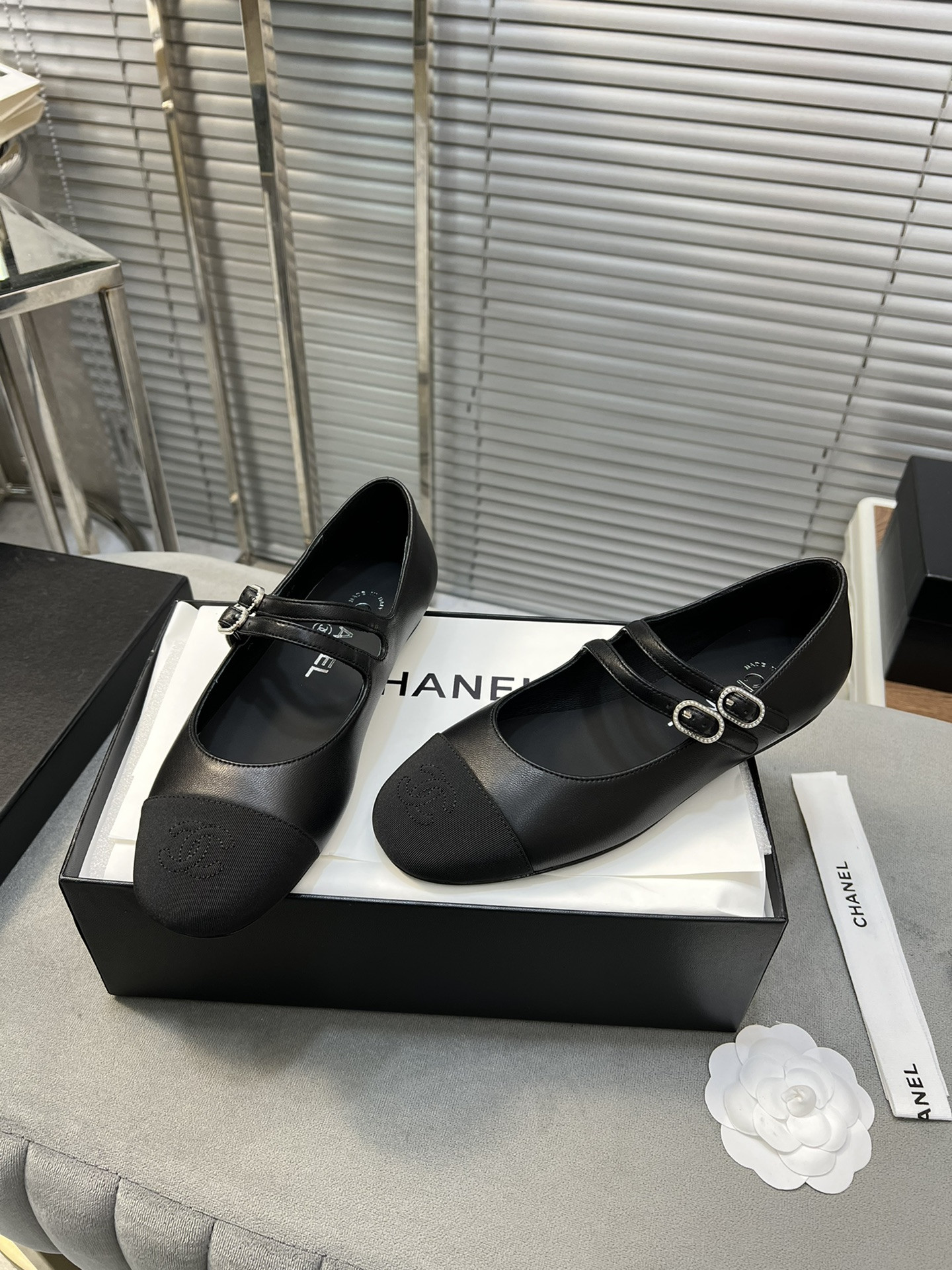 UA CHANEL MARY JANES Lambskin & Grosgrain