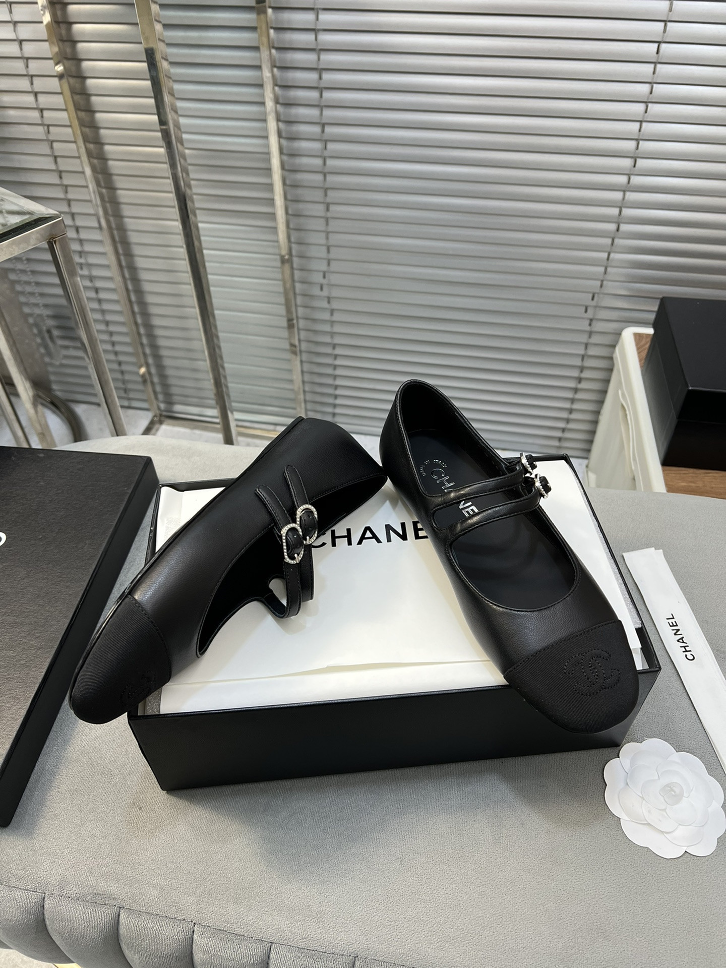 UA CHANEL MARY JANES Lambskin & Grosgrain