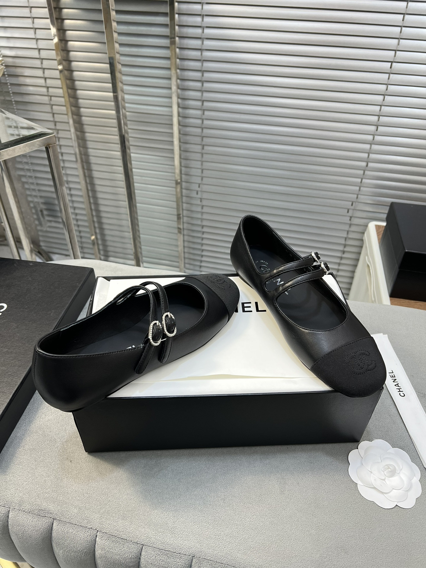 UA CHANEL MARY JANES Lambskin & Grosgrain