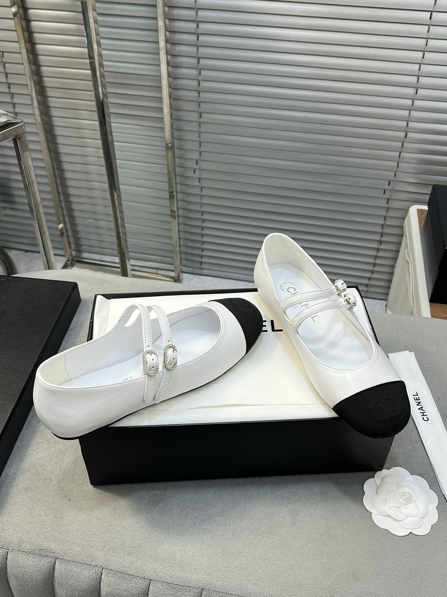 UA CHANEL MARY JANES Lambskin & Grosgrain