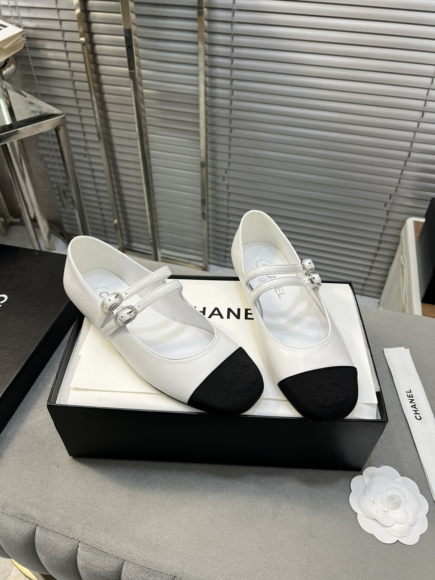 UA CHANEL MARY JANES Lambskin & Grosgrain