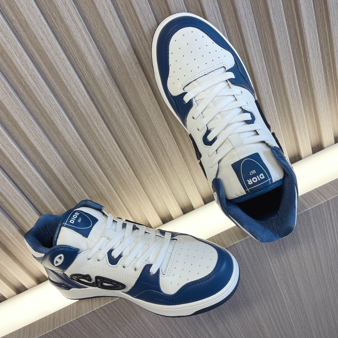 UA DIOR B57 Mid-Top Sneaker Navy Blue and White