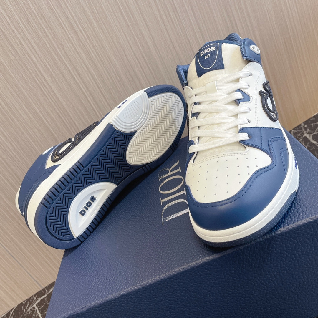 UA DIOR B57 Mid-Top Sneaker Navy Blue and White