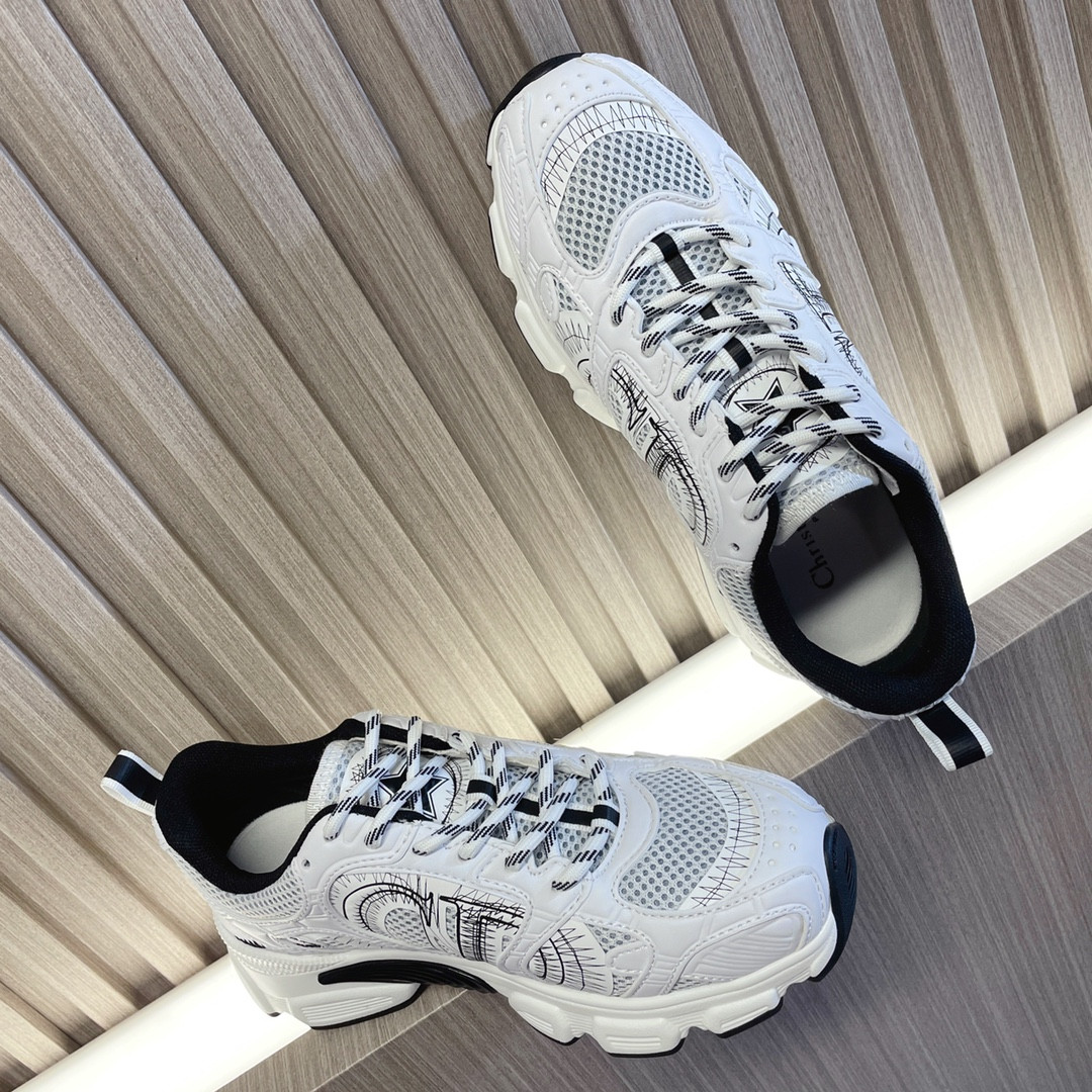 UA Dior Chrono Sneaker White and Black Mesh