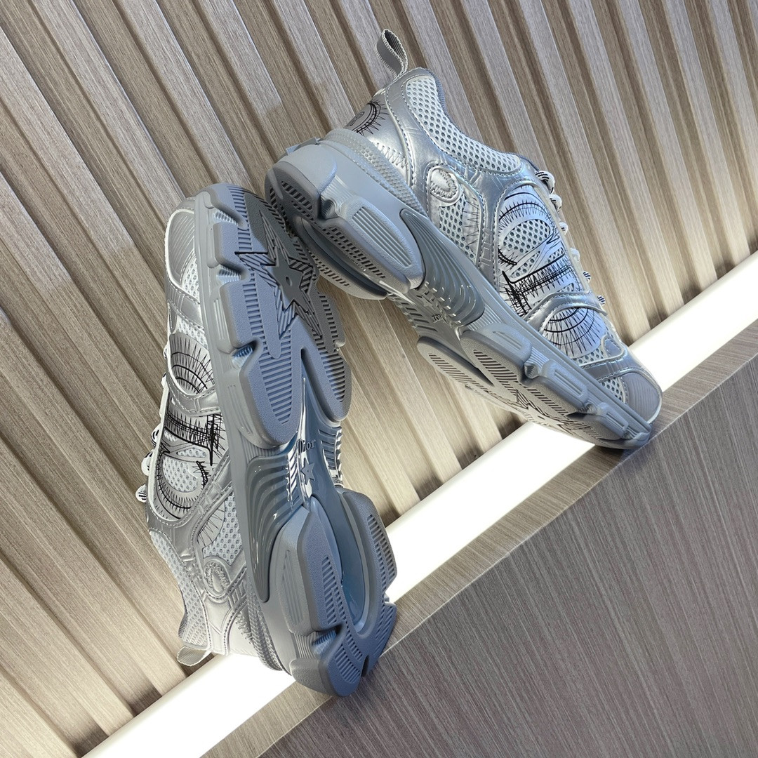 UA Dior Chrono Sneaker Gray Mesh with Silver-Tone