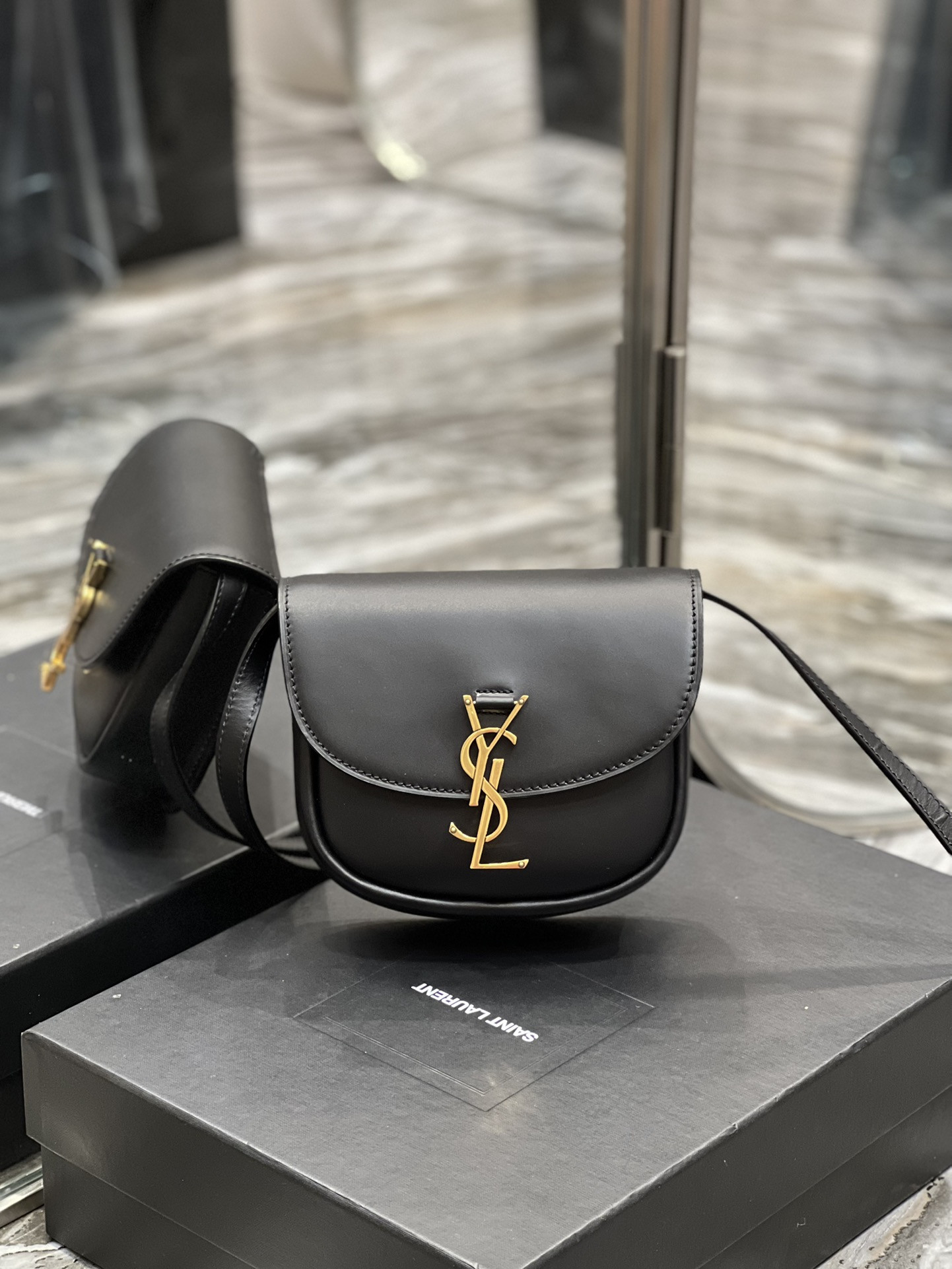 YSL KAIA SMALL SATCHEL IN SMOOTH LEATHER 7.2 X 6.1 X 2.1 INCHES