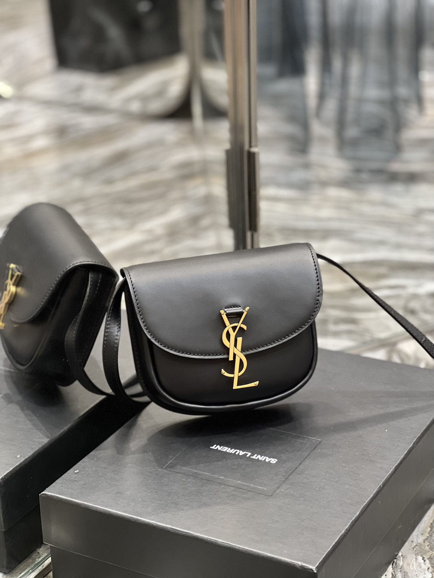 YSL KAIA SMALL SATCHEL IN SMOOTH LEATHER 7.2 X 6.1 X 2.1 INCHES