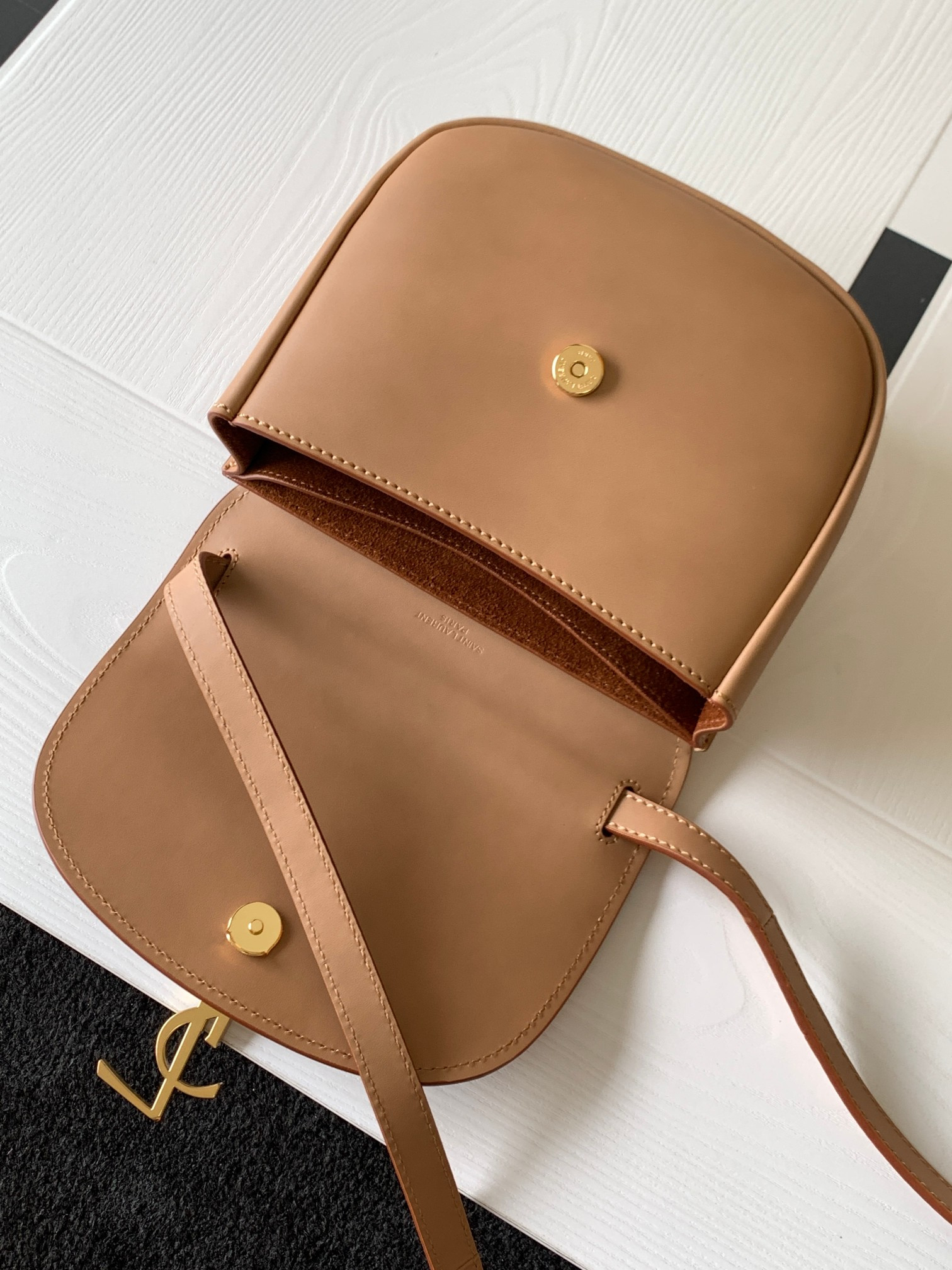 YSL KAIA SMALL SATCHEL IN SMOOTH LEATHER 7.2 X 6.1 X 2.1 INCHES