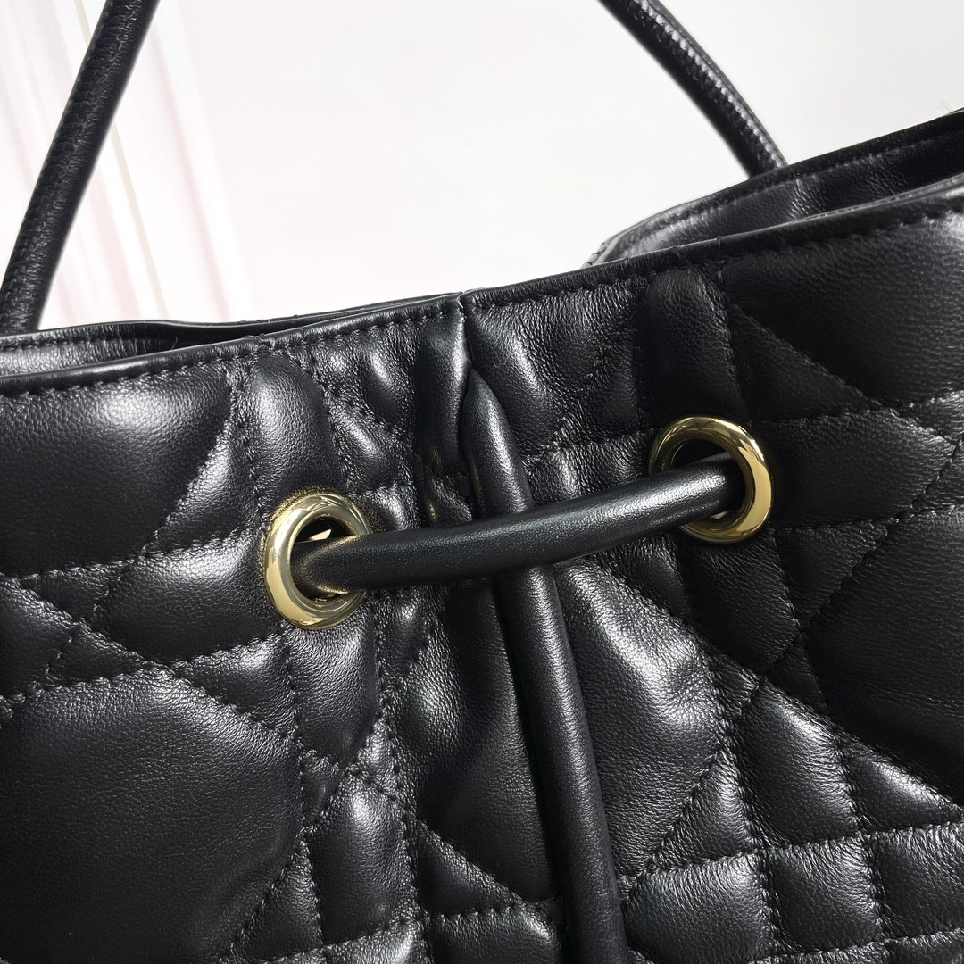 Medium Dior Nolita Bag Black Macrocannage Lambskin 10.5 x 10 x 2 inches