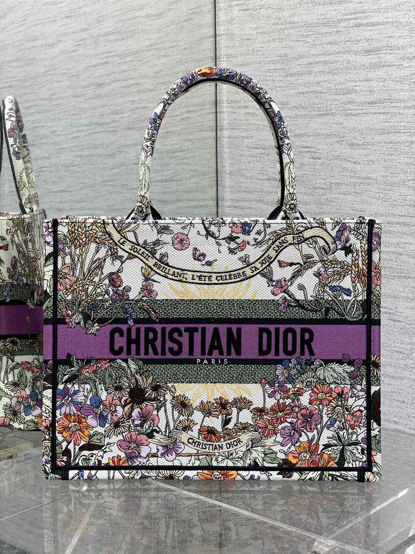 Medium Dior Book Tote Ecru Multicolor 36 x 27.5 x 16.5 cm